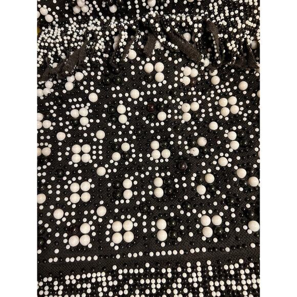 Vtg Boho Hippie Beaded Shoulder Handbag, Blk/Wht Beads, Made in Hong Kong - Picture 9 of 9